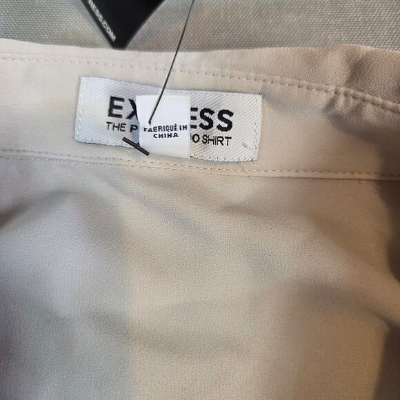 Express Portofino Blouse Women’s Beige Button Front Shirt Size S NWT - Picture 7 of 16